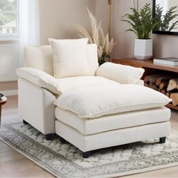 Oversized Chair with Ottoman - 41" W Comfy Accent Chair and Ottoman Set