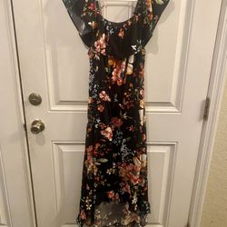 Black Floral High Low Dress