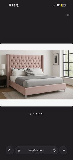 Pink Velvet chrome bed - queen size