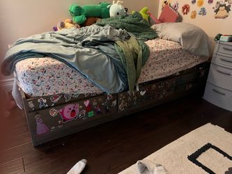 Twin bed frame with 3 drawers