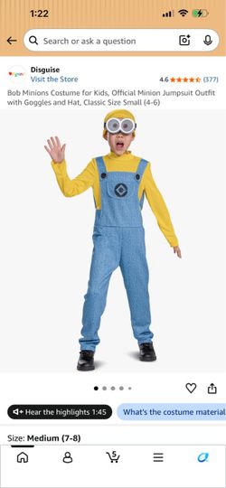Disguise Bob Minions Kids Costume