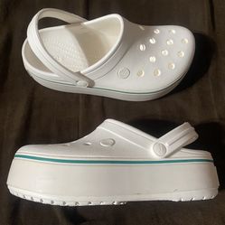 White Platform Crocs 