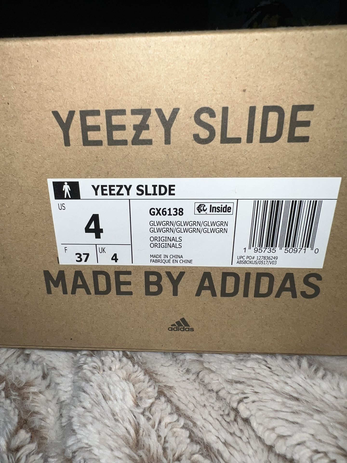 Yeezy Slides Kids 'Glow Green'
