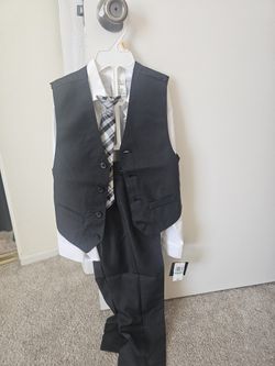 Baby Boys' 4 Piece Pinstriped Vest Set And Tie
