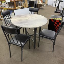 Round Dining Table Set for 4, Kitchen Table and Chairs for 4,