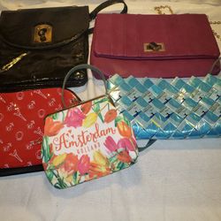 Assortment Of 5 Bags Makeup Bags And Clutches. $10 For All!!!!