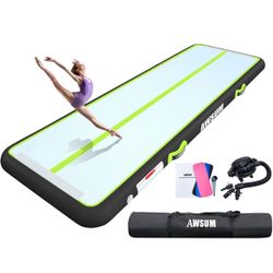 Inflatable Air Gymnastics Mat 6.6ft x3.3ft Training mat 4 inches Thick tumbling mat w/ electric pump