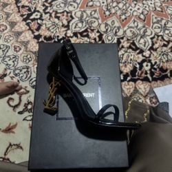 Saint Laurent Black Heels w/ Gold Logo