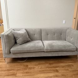 Silver Metallic Grey Medium sized Couch (fits 3 people) with Acrylic legs - Mint Condition.