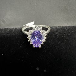 Amethyst Purple Tear Drop Ring .925 Sterling Silver