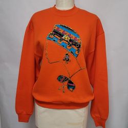 Womens  Fancy  Sweatshirt In Orange Color, Size M