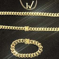 Miami Cuban Link Chain Set – 12mm & 14mm, 14K Gold Over Stainless Steel