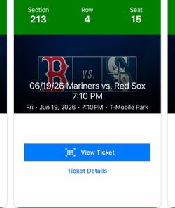 Mariners Red Sox Tickets x2