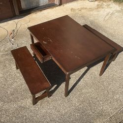 Child Craft Or School Table W/Two Benches