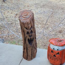 Chainsaw carved Haunted Elm Tree w/ removable arms- 28" x 11"
