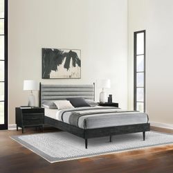 Armen Living Artemio 3-Piece Black Wood Queen Bedroom Set