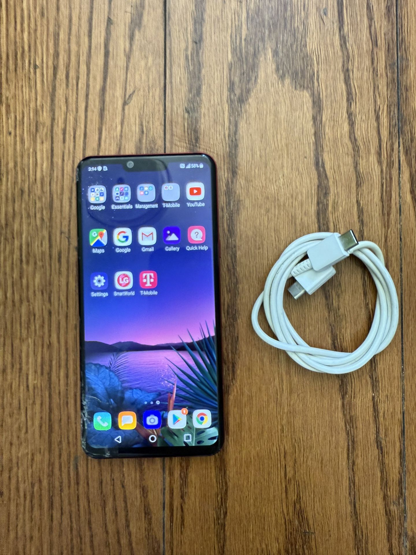 LG G8 ThinQ T-Mobile Unlocked/6GB RAM/128GB SSD/Fingerprint/Screen Cracked