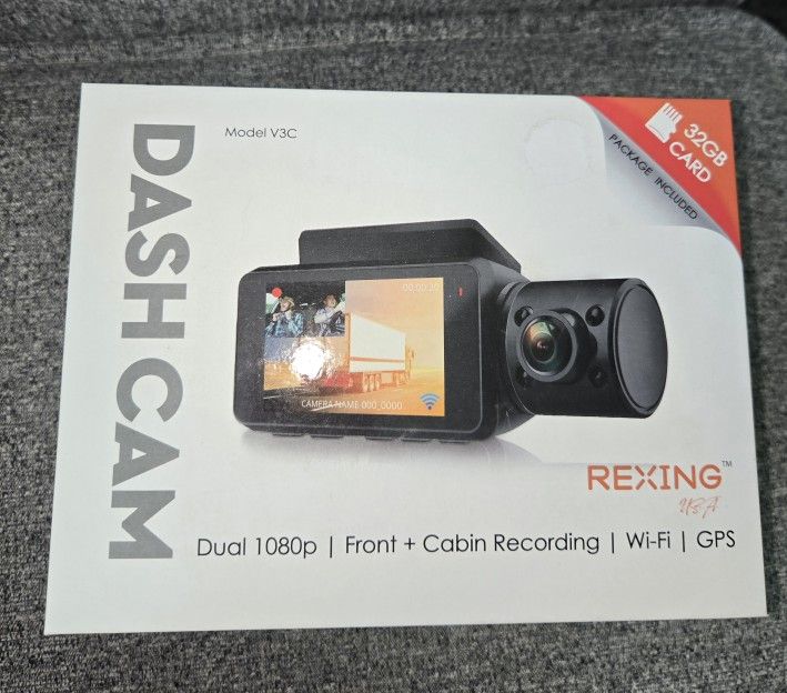 Rexing V3C Dual Channel Front and Cabin 1080p Dash Cam with App Control