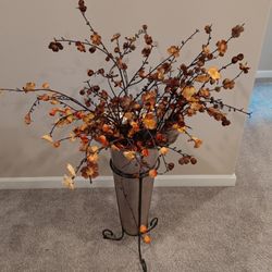 Conical Shape Flared Rim Vase With Artificial Flowers 