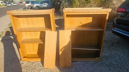 Set of wood shelving units