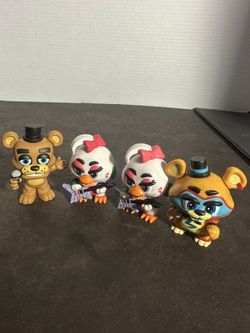 FNAF Five Nights at Freddy's 4 Vinyl Mini Figures Lot Freddy Chica Glamrock