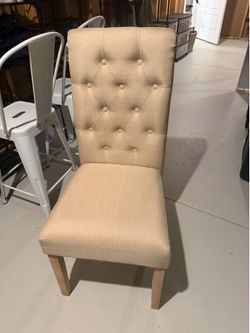 Set of 2 Tufted Cream Upholstered Dining Chairs – New
