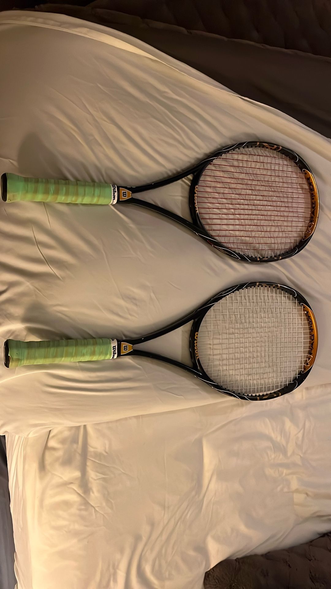 2x Wilson K Factor K Blade 93 Tennis Racket + Green Prince Bag