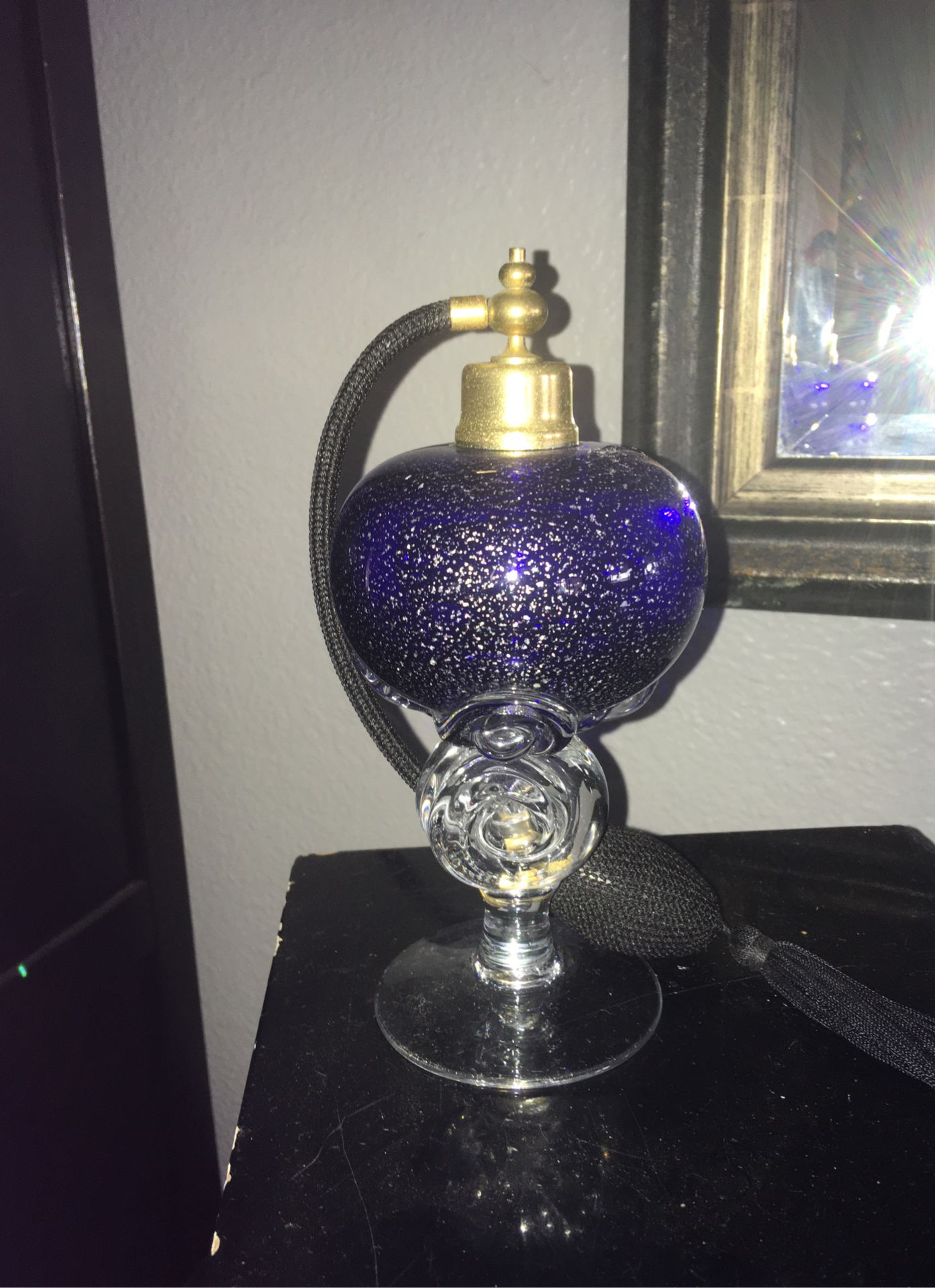 Cobalt blue antique perfume bottle very beautiful ornate
