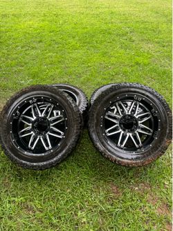20” Black & Milled Truck Rims w/ Used Tires