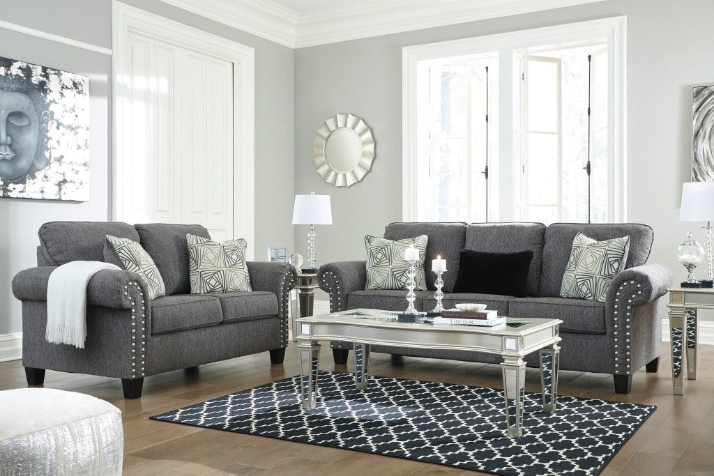 Fabric sofa and loveseat