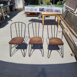 8 Metal & Wood Chairs 