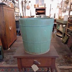 Antique Primitive Farmhouse Wood Bucket 