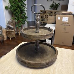 Wood Two Tier Stand 