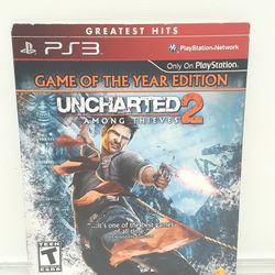 PS3 Uncharted 2 Videogame.  Works Great Tested. Great Condition 