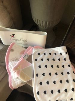 3 burp cloths . 2 copper pearl new , 1 Aden and Anaí used