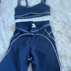 Navy Blue Contrast Piping 2-Piece Activewear Set (1:1 Premium Quality)
