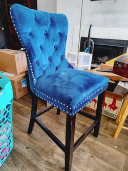 High Quality Blue Suede Bar Stool 