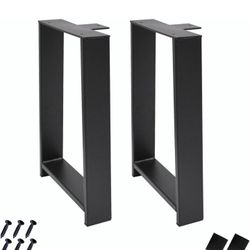 Heavy Duty Metal Furniture Table Legs 16 inch Height Set of 2 Black DIY Wrought Iron H Type Industrial Sturdy Legs for Entryway Bench Stool Side Coffe