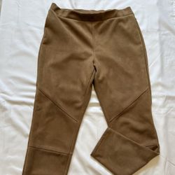 Philosophy Tan Faux Suede  Leather High Rise Pull On Leggings Pants Size L