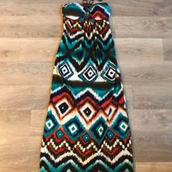 NEW Women Multiple Wear Halter Or Strapless Style Vacation Beach Casual Long Maxi Dress Size S