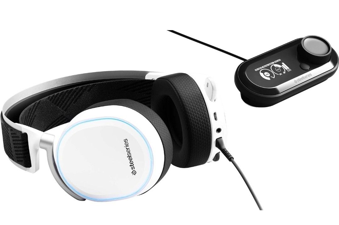 SteelSeries Arctis Pro + GameDAC Wired Gaming Headset - Certified Hi-Res Audio - Dedicated DAC and Amp - for PS5/PS4 and PC - White