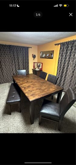 Dining Table, Chairs, And Bench
