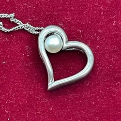 Sterling Heart and Pearl Necklace