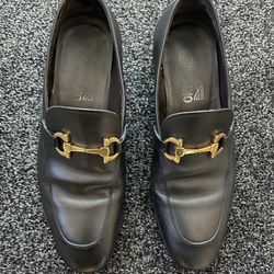 Salvatore Ferragamo Jeremy Authentic Italian Leather Gold Logo Men’s Loafers 