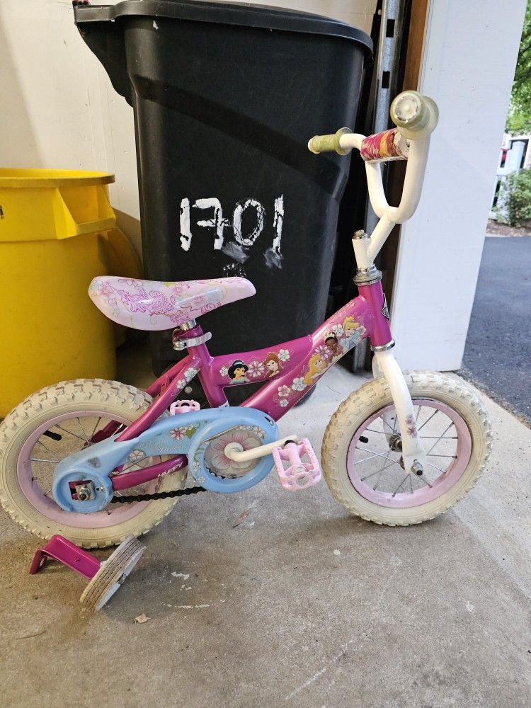 Girls 12" Bike With Training Wheels