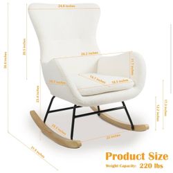 Brand new boucle cream fabric rocking chair