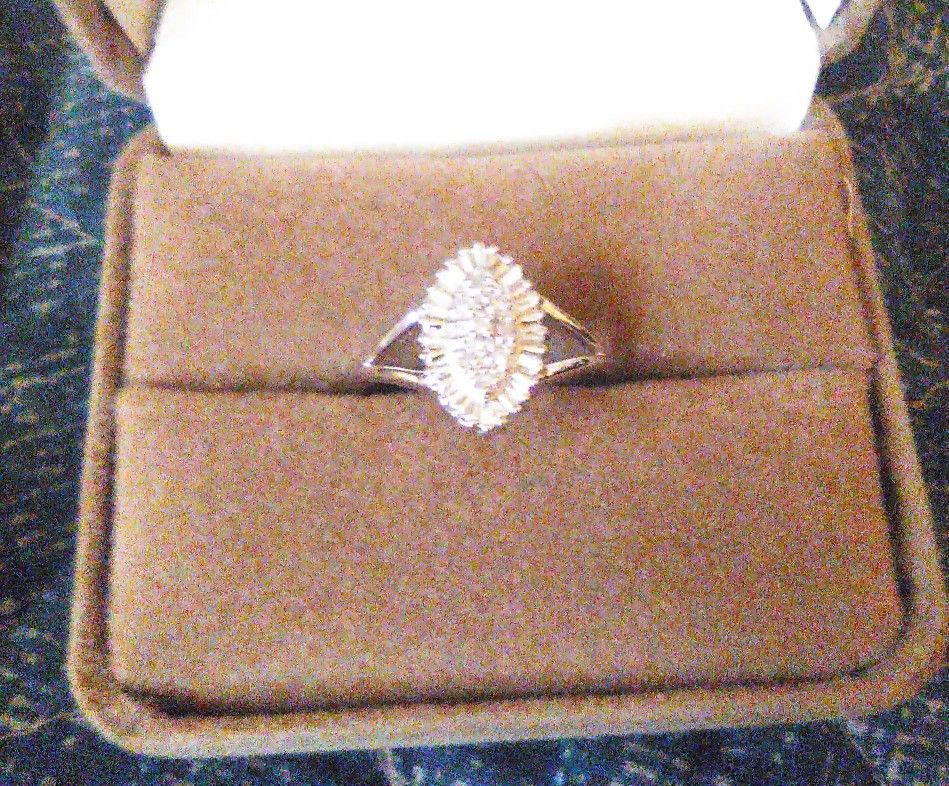 Stamped 925 Sterling Silver Sz 8 Marquis Cluster Ring With 1/4ct Real Diamonds. Has Been Tested?