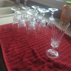 Set Of Vintage Crystal Wine Glasses And Champagne Flutes