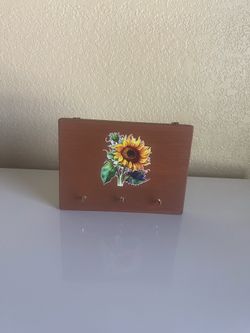 Sunflower wood wall key hanger