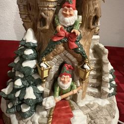 Fitz & Floyd Lighted 1995 Tannenbaum Castle Enchanted Forest vintage Elf Gnome
